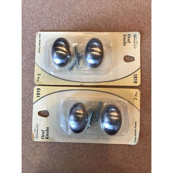 NEW Symmetry Drawer Knobs Lot Of 2 Oval Satin Nickel Finish 2 Pieces w/hardware - Picture 3 of 6